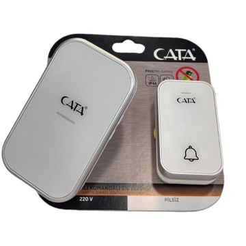Cata Kinetik Enerjili Led Işıklı Kablosuz Uzaktan Kumandalı Kapı Zili Beyaz 220V CT-105