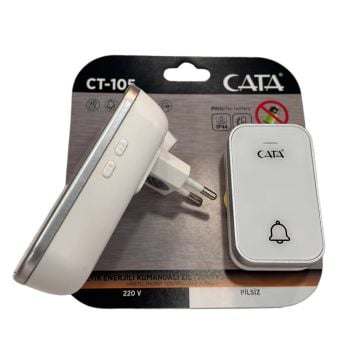 Cata Kinetik Enerjili Led Işıklı Kablosuz Uzaktan Kumandalı Kapı Zili Beyaz 220V CT-105