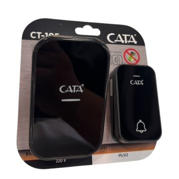Cata Kinetik Enerjili Led Işıklı Kablosuz Uzaktan Kumandalı Kapı Zili Siyah 220V CT-105