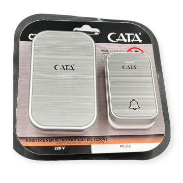 Cata Kinetik Enerjili Led Işıklı Kablosuz Uzaktan Kumandalı Kapı Zili Gümüş 220V CT-105