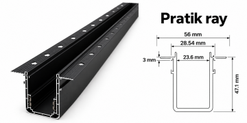 Forlife Klasik FL-6651 1 Metre Pratik Trimless Sıva Altı Magnet Ray Siyah Kasa