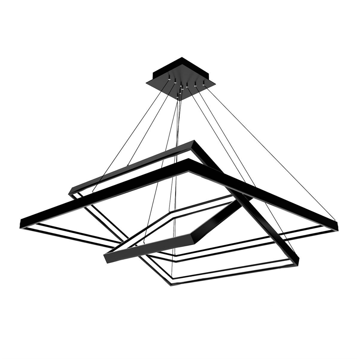 Kare Satürn Modern Led Avize Sarkıt Linear Aydınlatma Sarkıt Lineer Avize 30-50-70 - 3000  K (Gün Işığı) - Antrasit