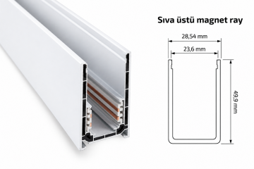 Forlife Klasik FL-5531 W 1 Metre Sıva Üstü Magnet Ray Beyaz Kasa