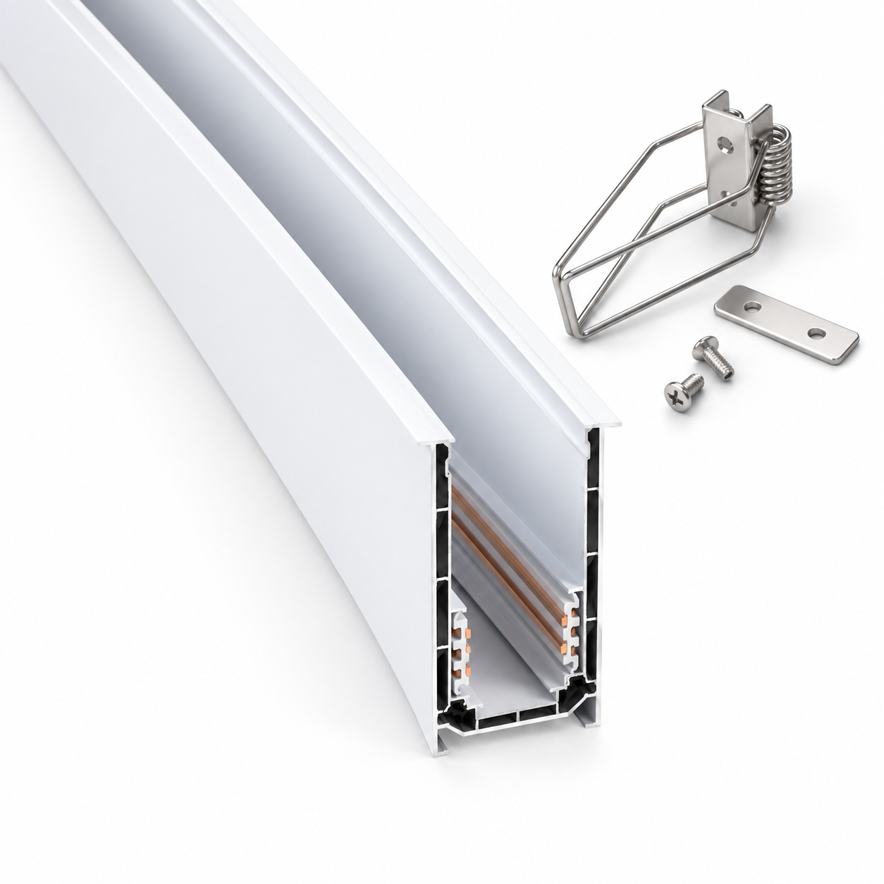Forlife Klasik FL-5556 W 2 Metre Yaylı Sıva Altı Magnet Ray Beyaz Kasa