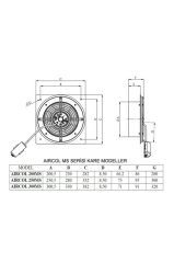 Aircol 250 MS Kare Monofaze Sac Gövdeli Sanayi Tipi Aksiyal Fan 90W 1458m3/h