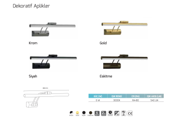 Eskitme Kasa Ayna ve Tablo Üstü Flüt Aplik 50CM 3200K (Gün Işığı)