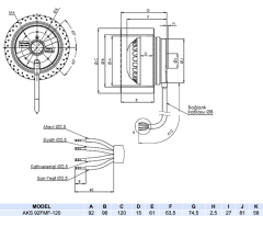 Aircol AKS 92-FMF-120 Monofaze Sanayi Tipi İleri Eğilimli Radyal Fan 80W 250m3/h